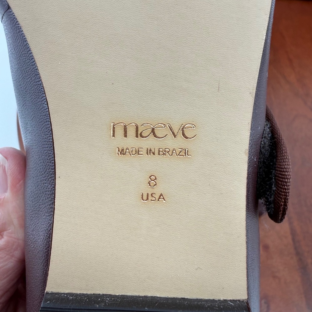 Maeve Square Toe Mary Jane Flats Brown Leather Anthropologie Brazil  Womens 8 - Picture 11 of 11